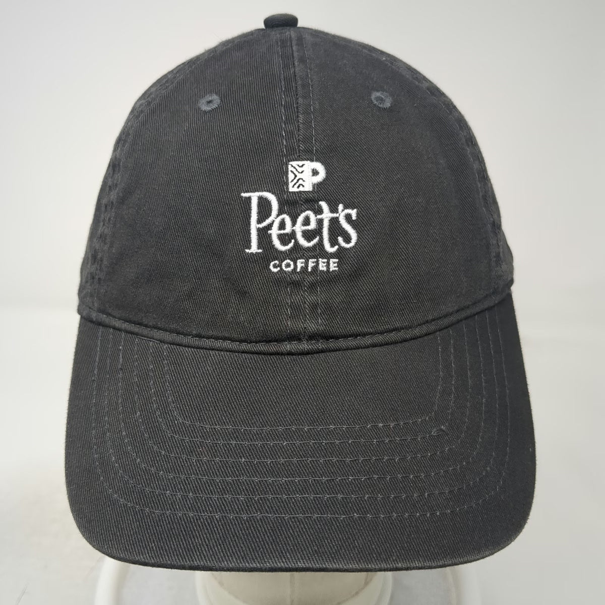 Peet's Coffee Baseball Cap Gray One Size Strapback Embroidered Logo Caffeine Hat