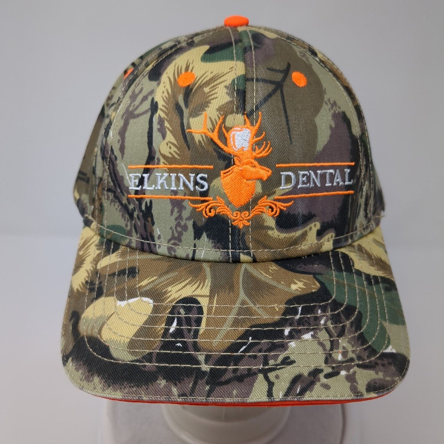 Elkins Dental Strapback Hat Camo One Size 6 Panel Embroidered Hunting