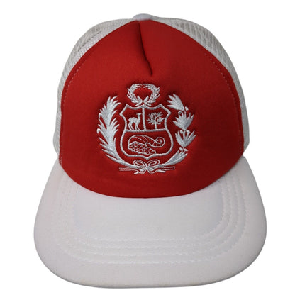Coat of arms of Peru Snapback Trucker Hat Multicolor OS Adjustable Mesh Back