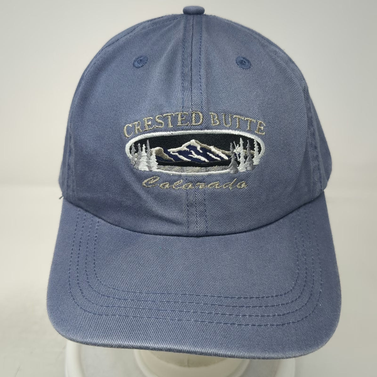 Crested Butte Colorado Mountain Blue Baseball Cap Hat One Size Slideback Cotton