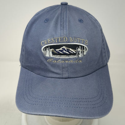 Crested Butte Colorado Mountain Blue Baseball Cap Hat One Size Slideback Cotton