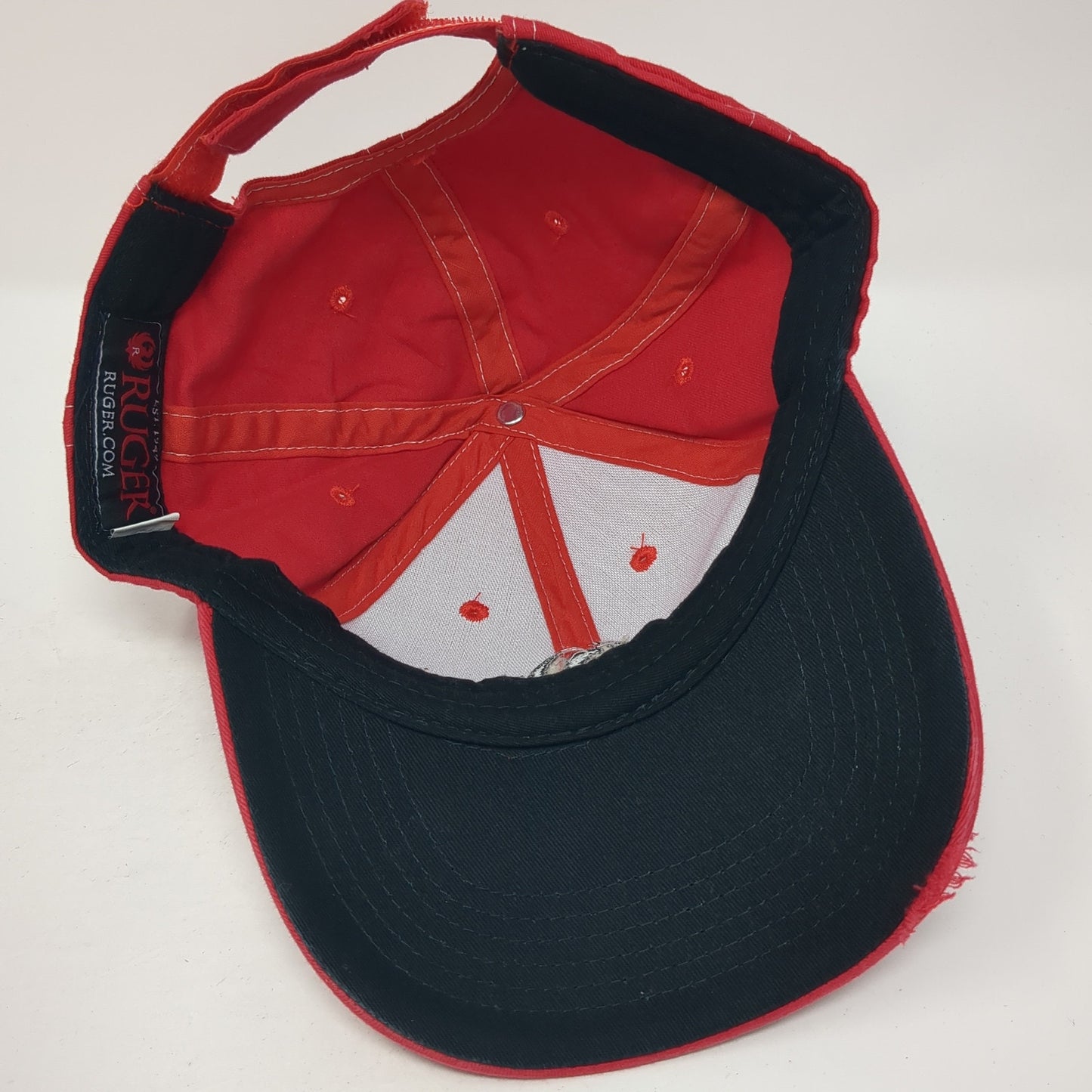Ruger Strapback Baseball Cap Red One Size Adjustable Embroidered Distressed