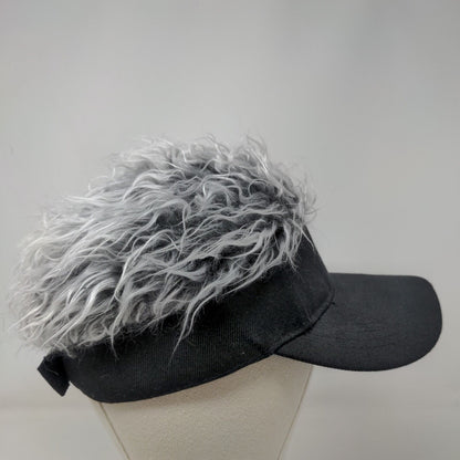 Unbranded Strapback Sun Visor Hat Hair Wig Black One Size Adjustable