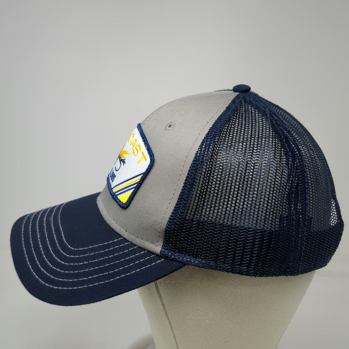 Otto Trucker Hat Blue Gray One Size Outcast Fishing Fly Mesh Patch Snapback