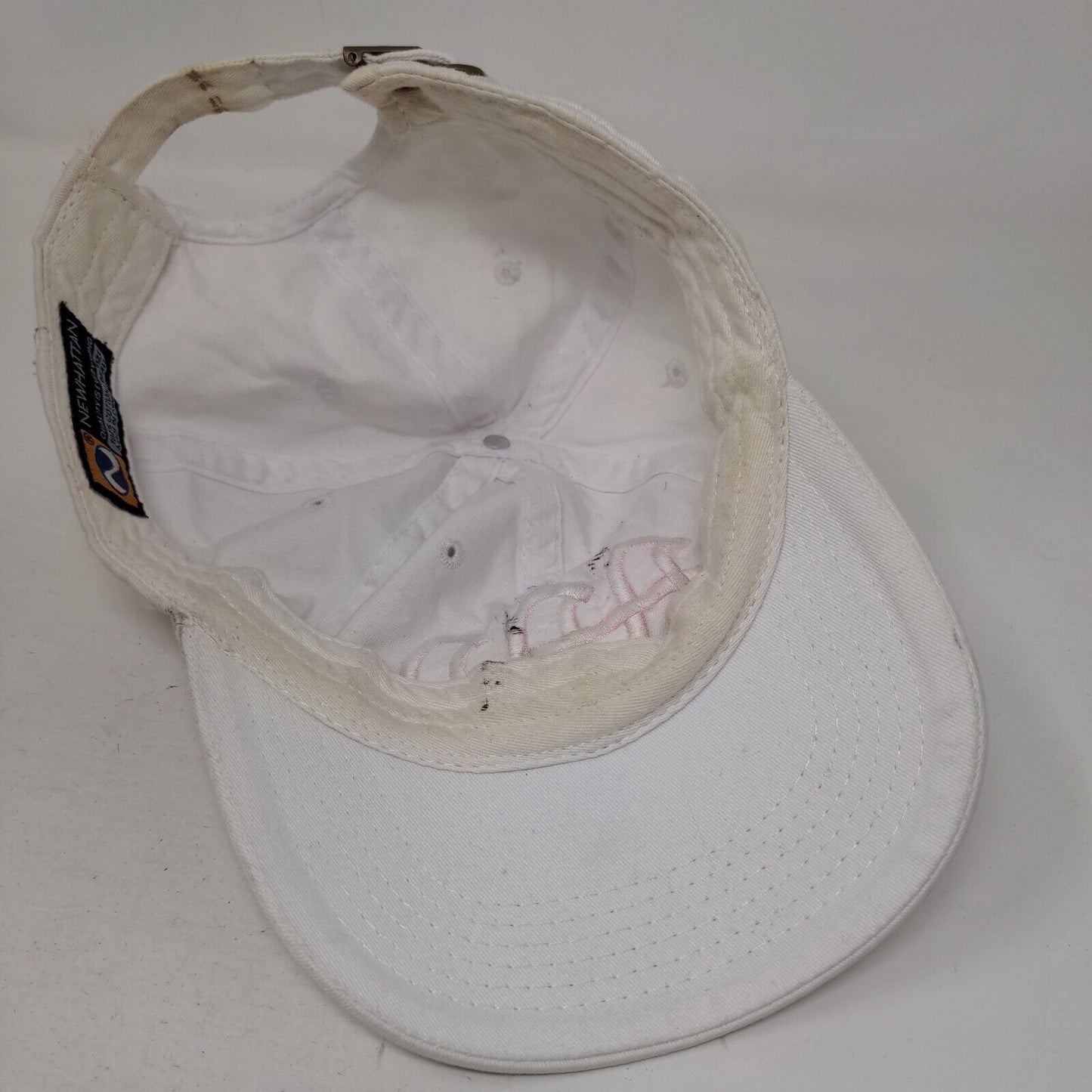 Newhattan Slideback Hat White OSFA Embroidered Logo Adjustable