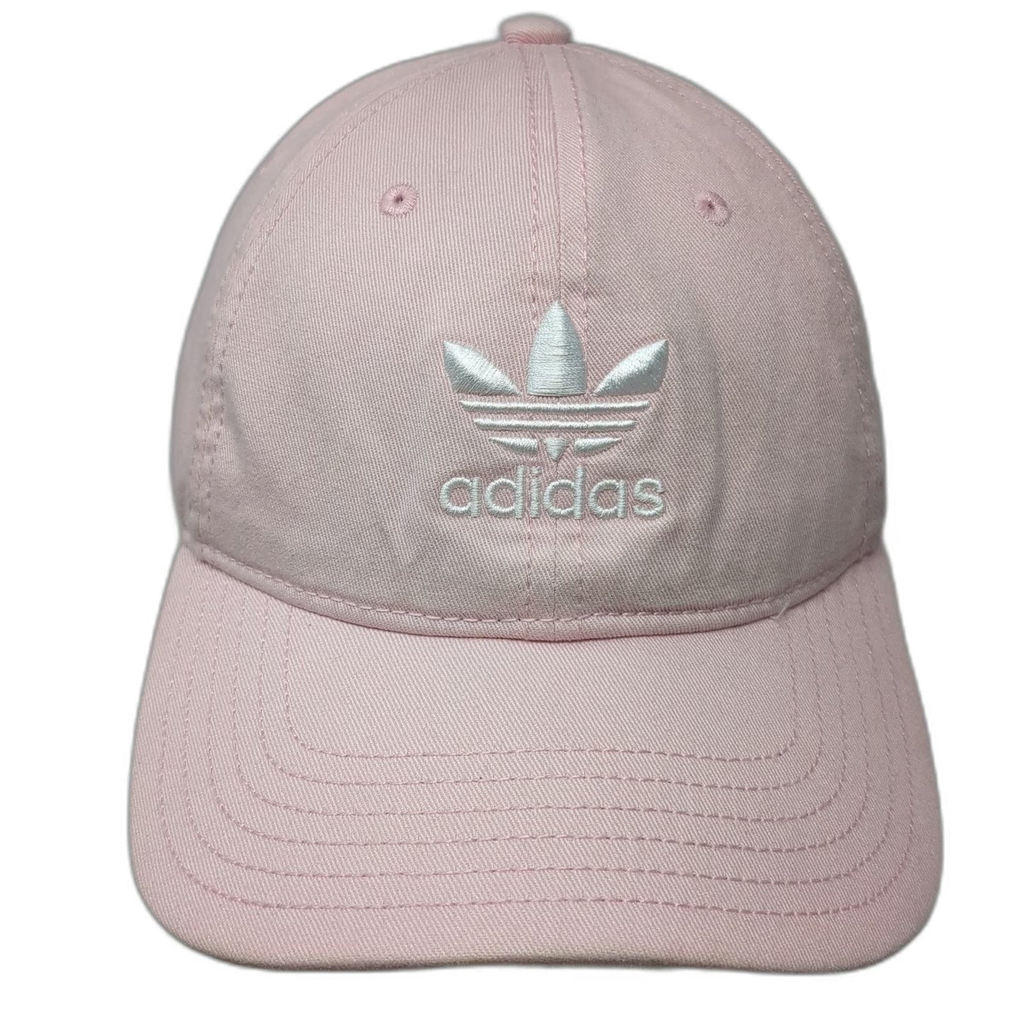 Adidas Baseball Cap Pink One Size Trefoil Logo Slideback Cotton Curved Brim Hat