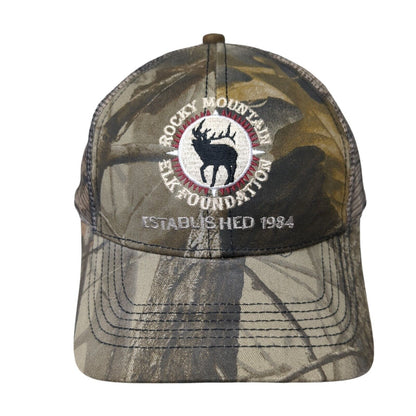 Rocky Mountain Elk Foundation Trucker Hat Camo One Size Mesh Back