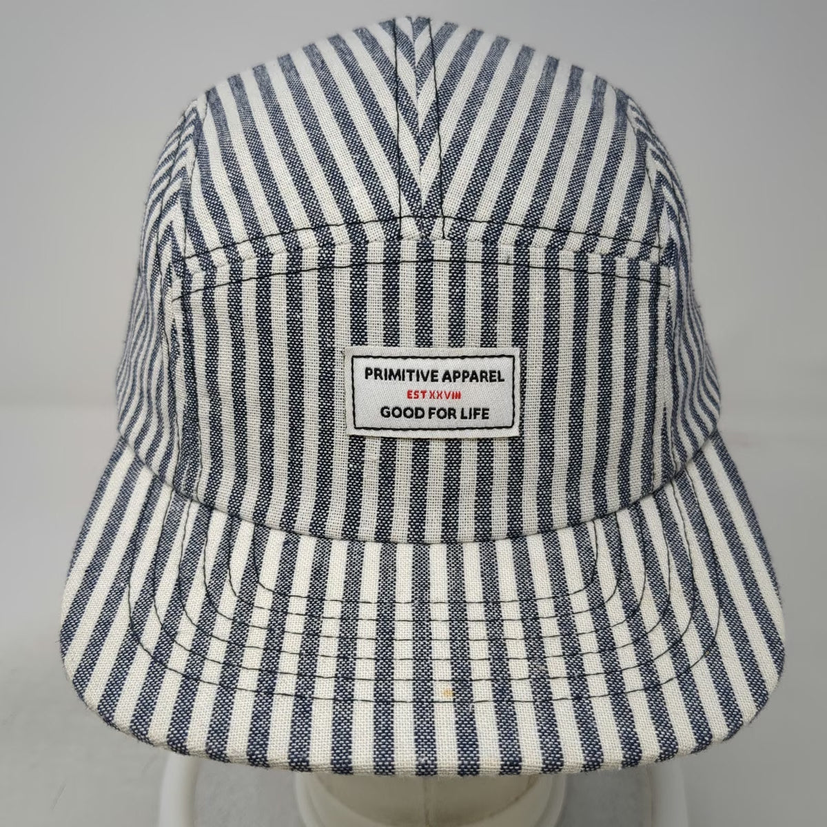 Primitive 5 Panel Blue White One Size Hickory Stripe Strapback Skateboarding Hat