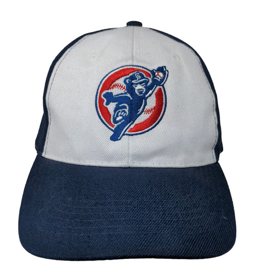 TruPay Men's Strapback Hat White Blue Adjustable Embroidered Bear Baseball Logo