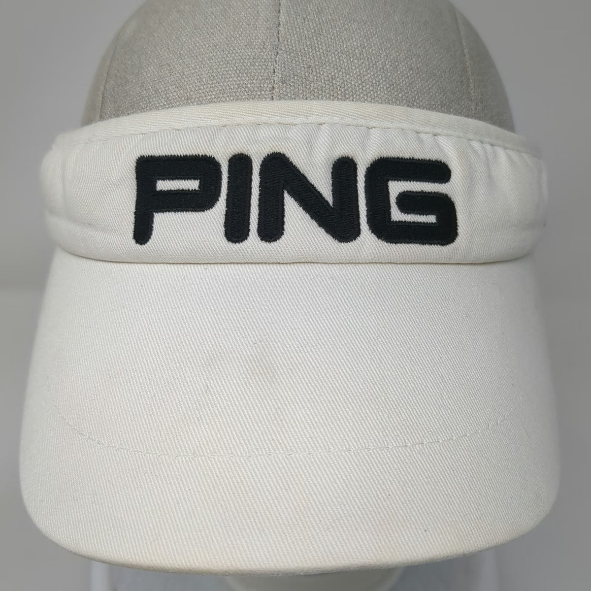 PING Golf Visor Hat White One Size Made in USA Black Side Embroidery Adjustable