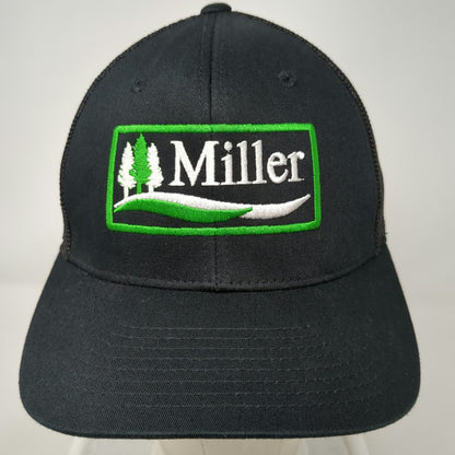 Flexfit Baseball Cap Black One Size Miller Beer Logo Trucker Mesh Stretch Hat