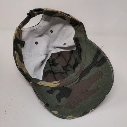 District Women's Slideback Camo Hat Embroidered Sitting Made Simple Logo