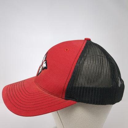 Richardson Snapback Mesh Back Trucker Hat Red One Size Logo Embroidered