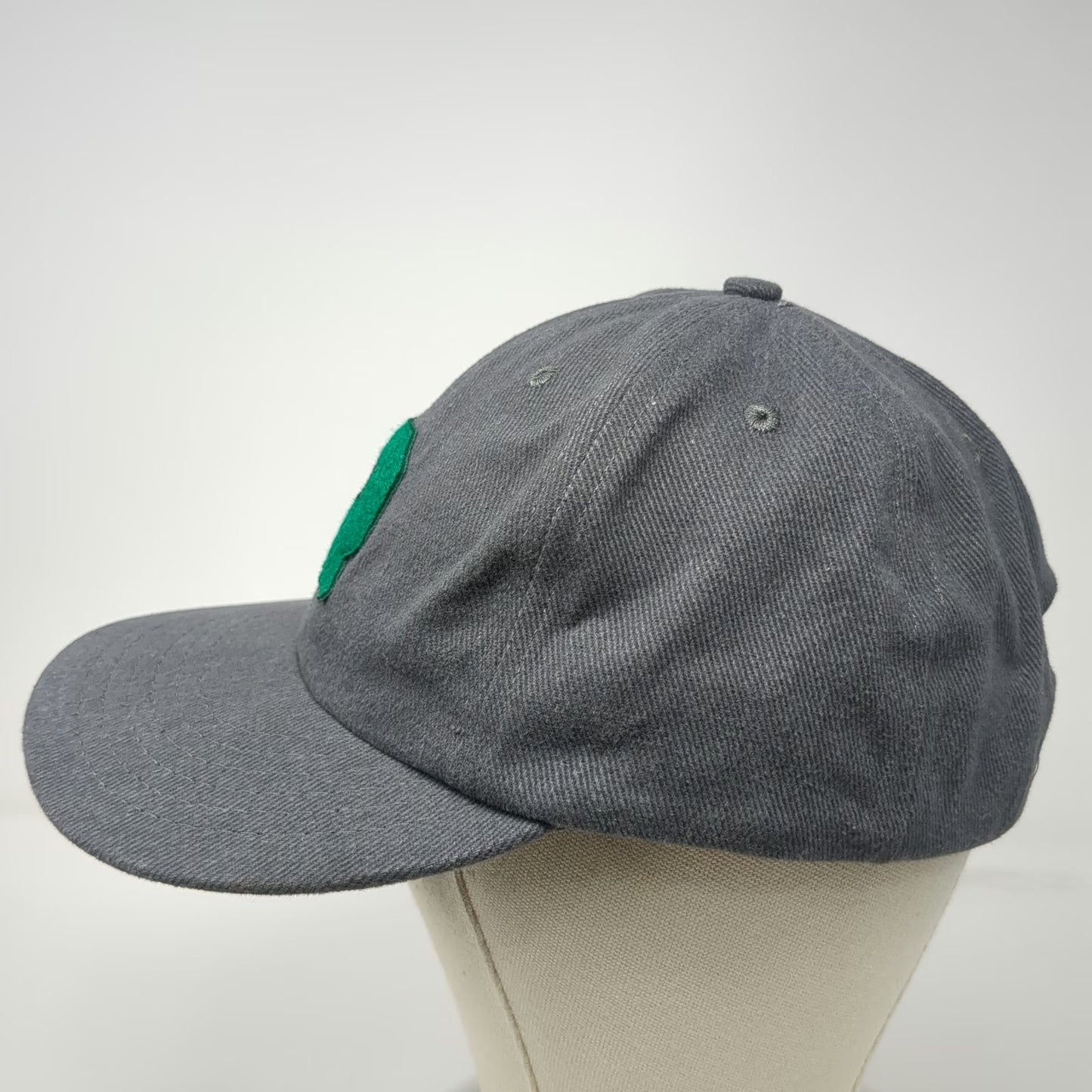 Baseball Cap Gray One Size Made in USA Slideback Green Felt Letter R 6-Panel Hat