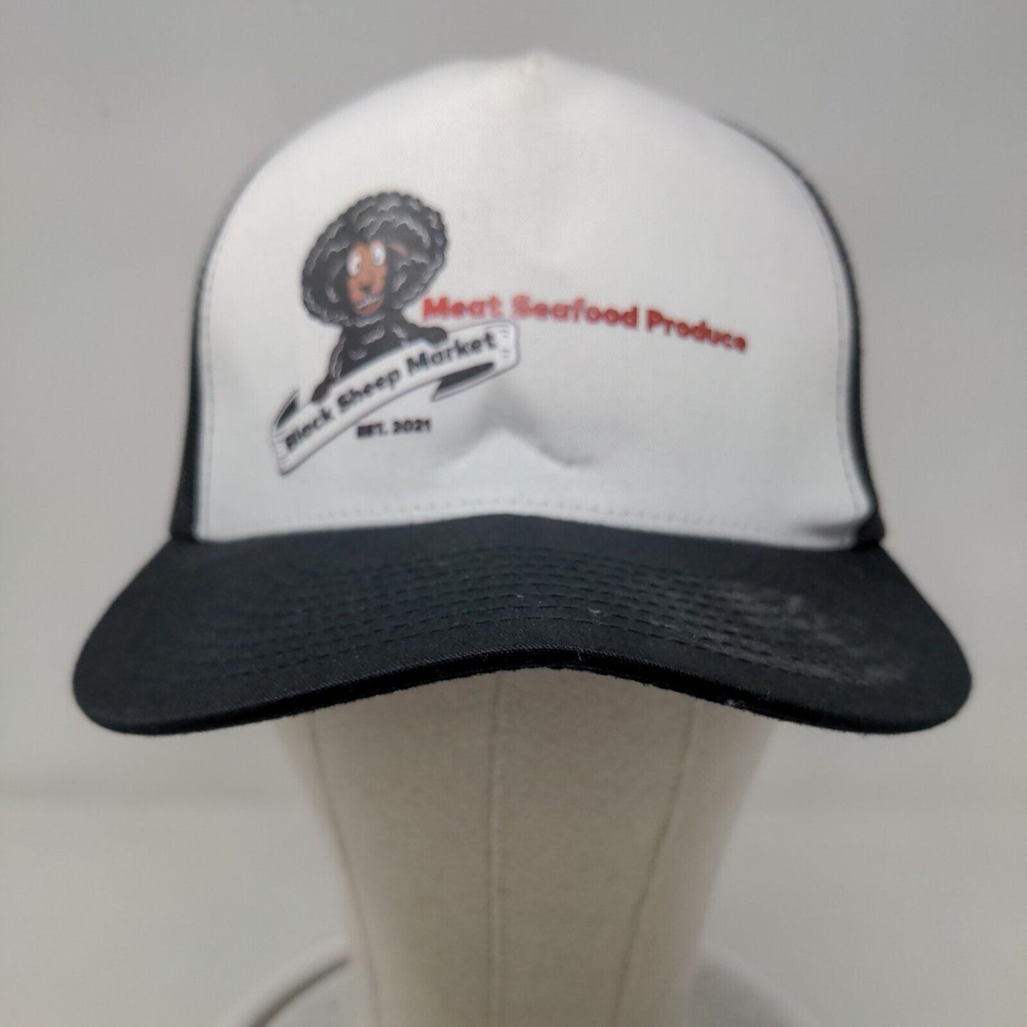 Black Sheep Market Est. 2021 Meat Seafood Produce Snapback Trucker Hat Mesh Back