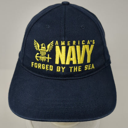 America's Navy Forged By The Sea Strapback Hat Blue One Size Adjustable
