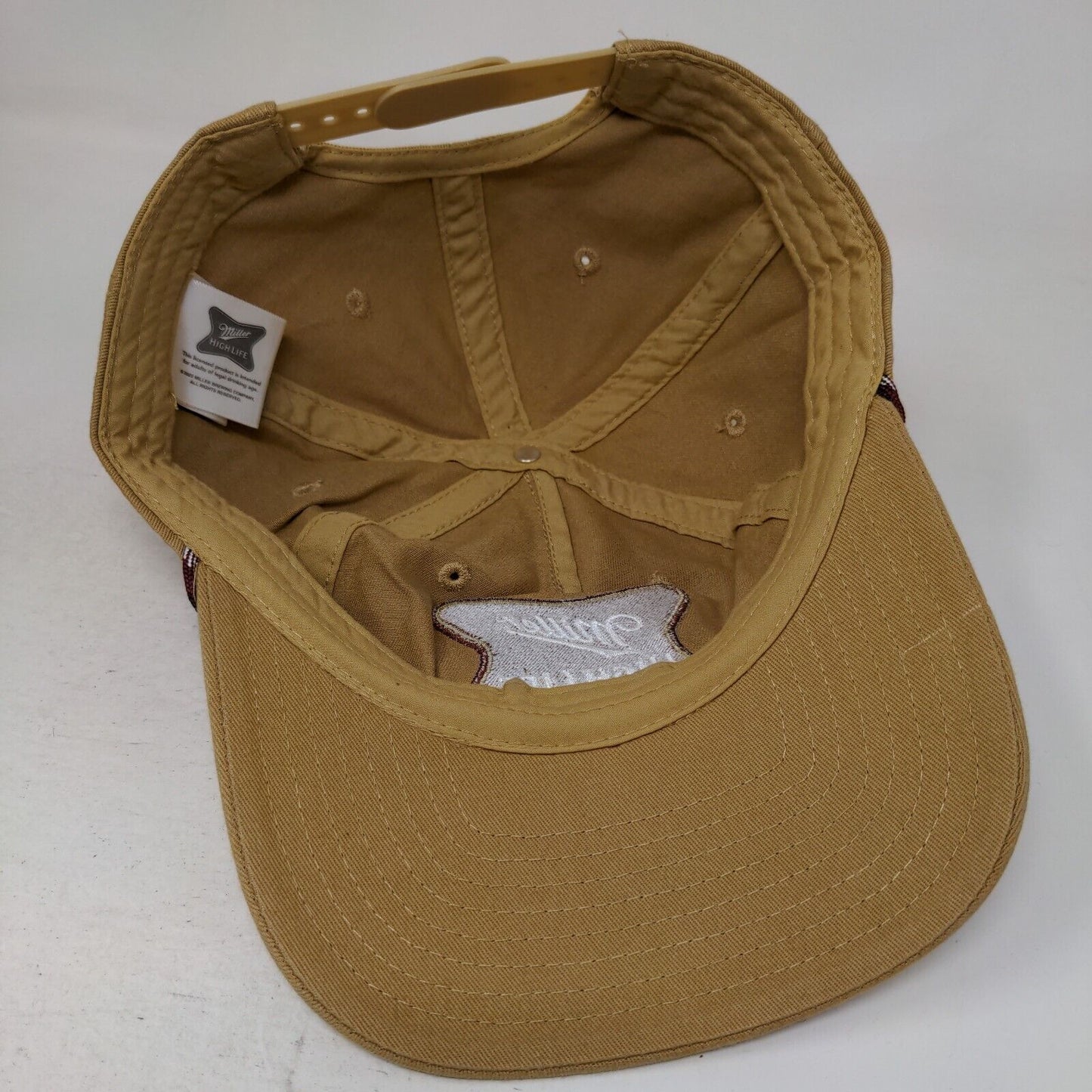 Miller High Life Snapback Rope Hat Tan One Size Embroidered Mad Engine