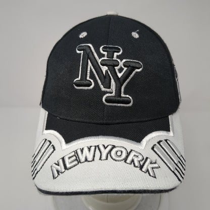 NY New York Strapback Hat Black One Size Embroidered 6 Panel Colorblock