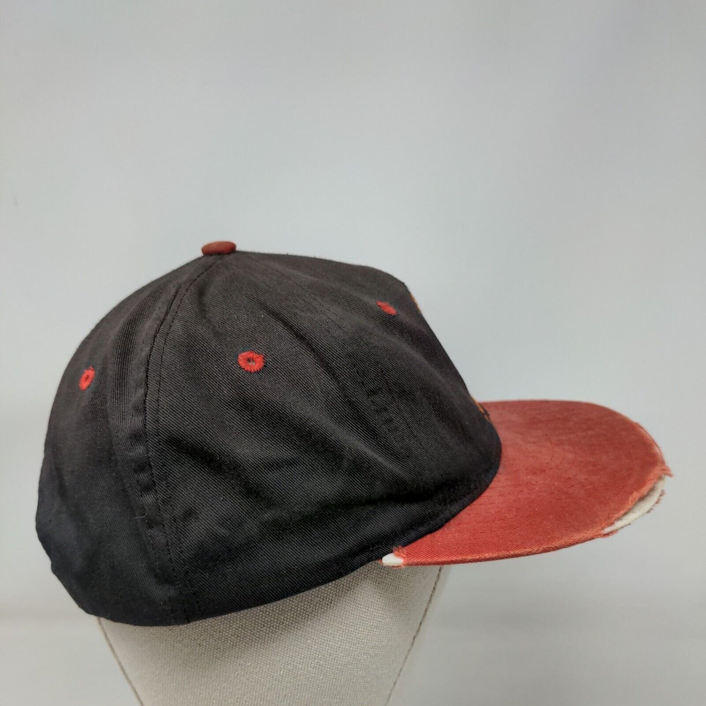 Disney Snow White & The Seven Dwarves Snapback Hat Black OSFA Grumpy Distressed