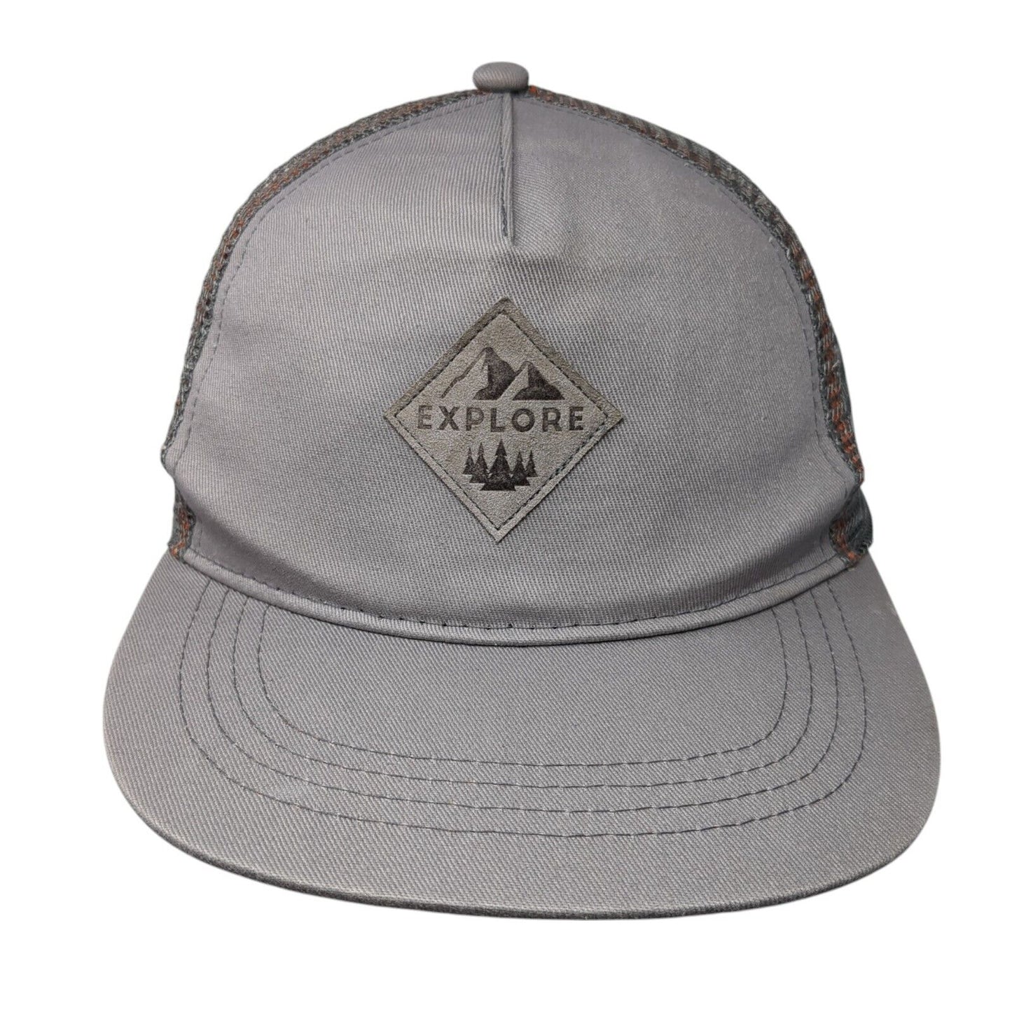 Explore Patch Snapback Mesh Back Trucker Hat Gray One Size Adjustable