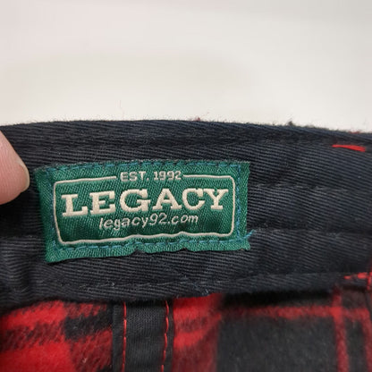 Legacy Baseball Cap Red Black Bogus Basin Plaid Leather Patch One Size Hat
