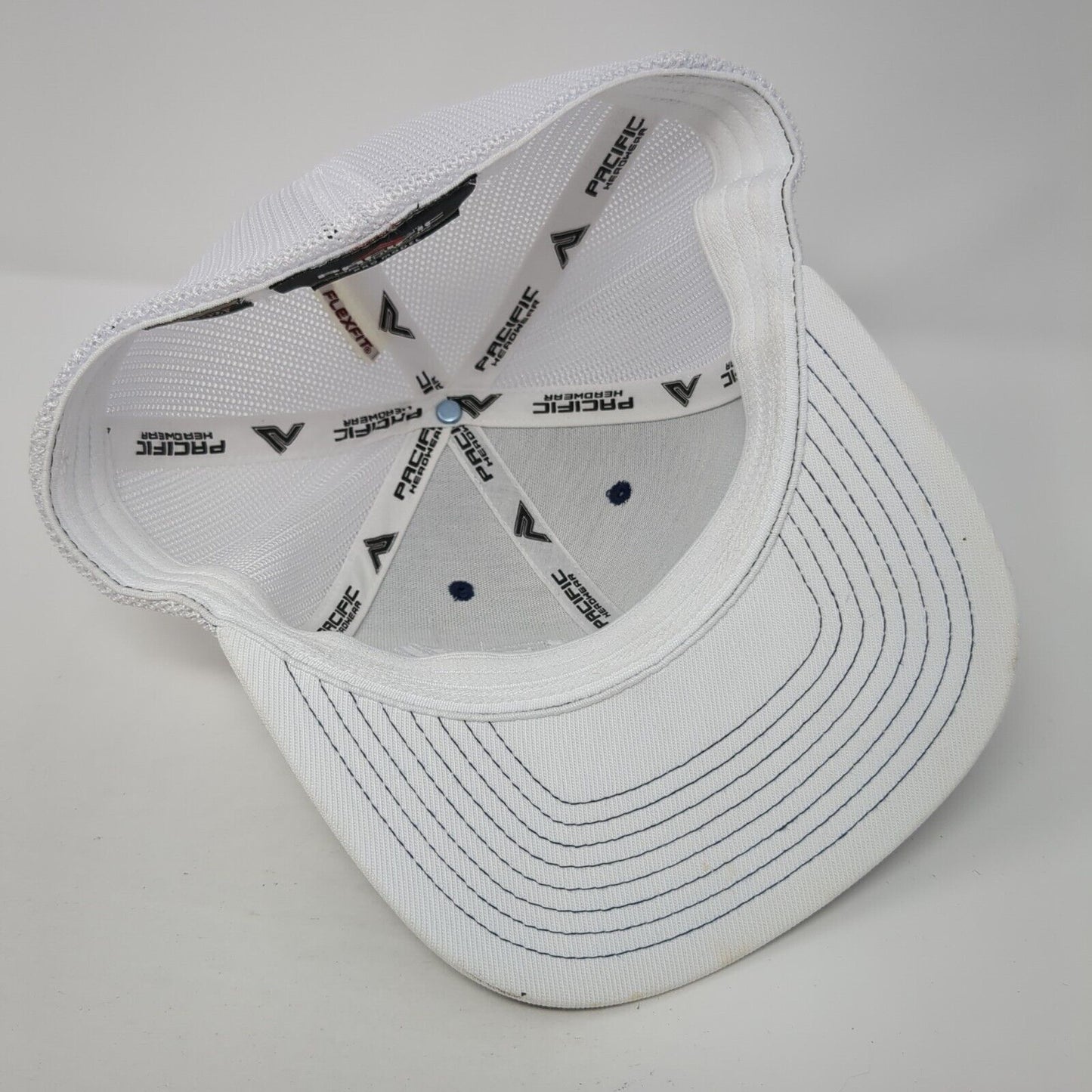 Pacific Headwear Fitted Trucker Hat Blue 6 7/8-7 3/8 Flexfit Logo