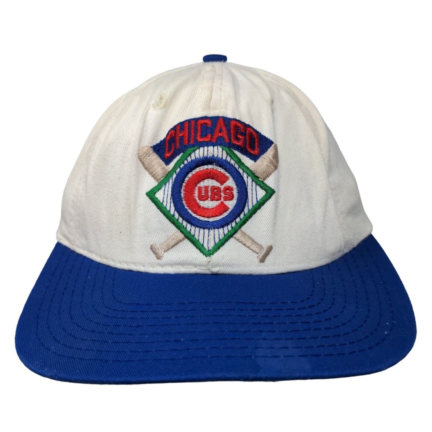 MLB Men's Snapback Hat White Blue Embroidered Chicago Cubs Logo