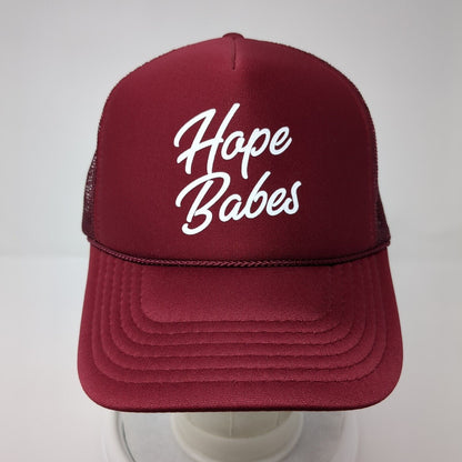 Hope Babes Snapback Trucker Hat Red One Size Adjustable Mesh Back Rope Otto