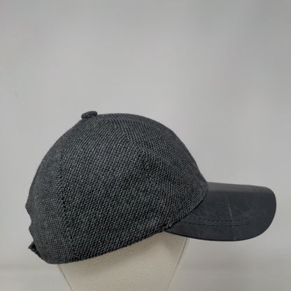 Unbranded Strapback Hat Black One Size Adjustable Leather Brim Blank