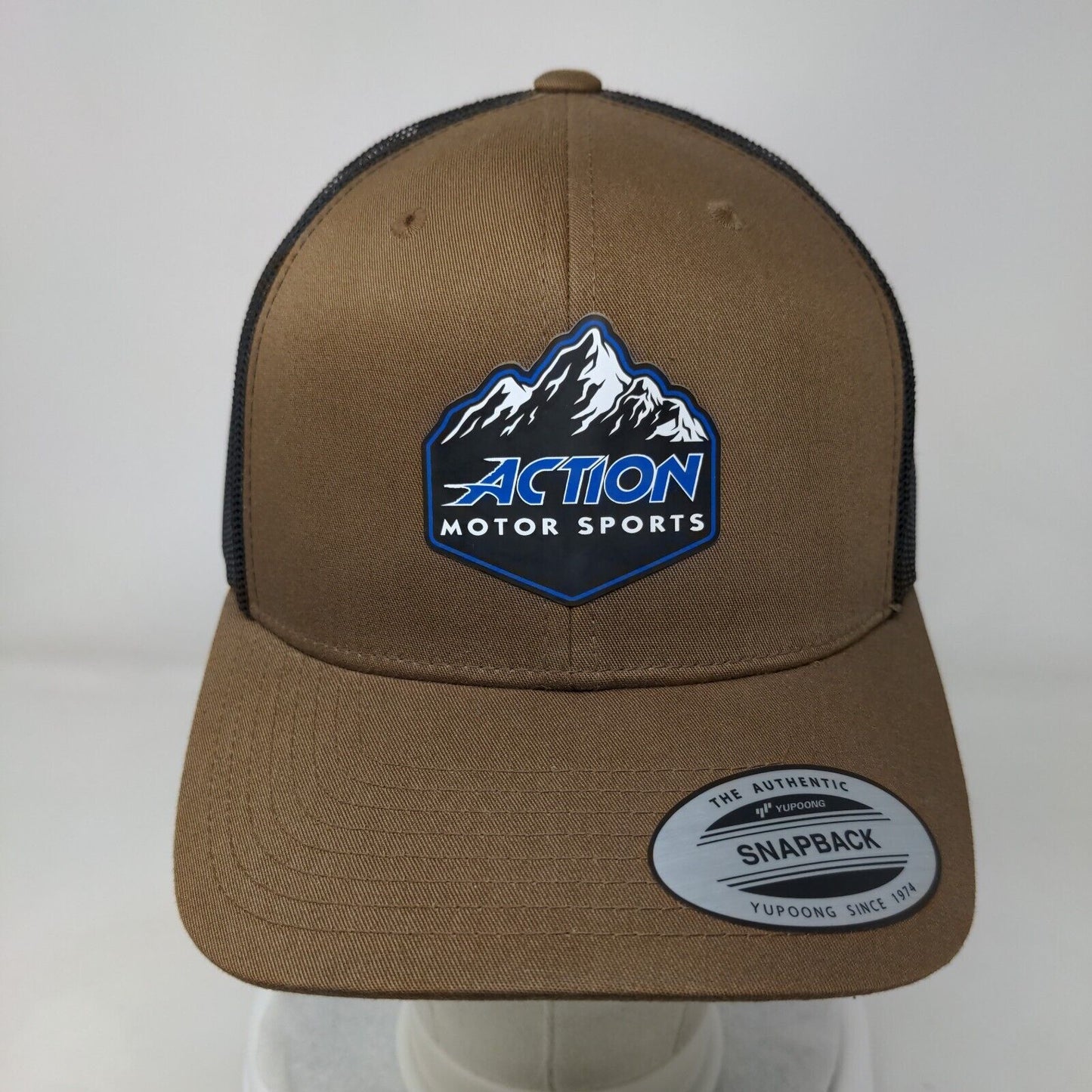 Action Motor Sports Snapback Trucker Hat Brown One Size Mesh Back