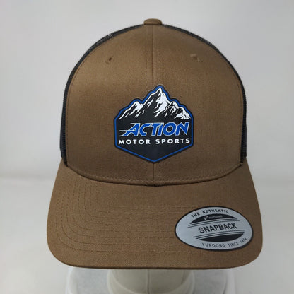 Action Motor Sports Snapback Trucker Hat Brown One Size Mesh Back