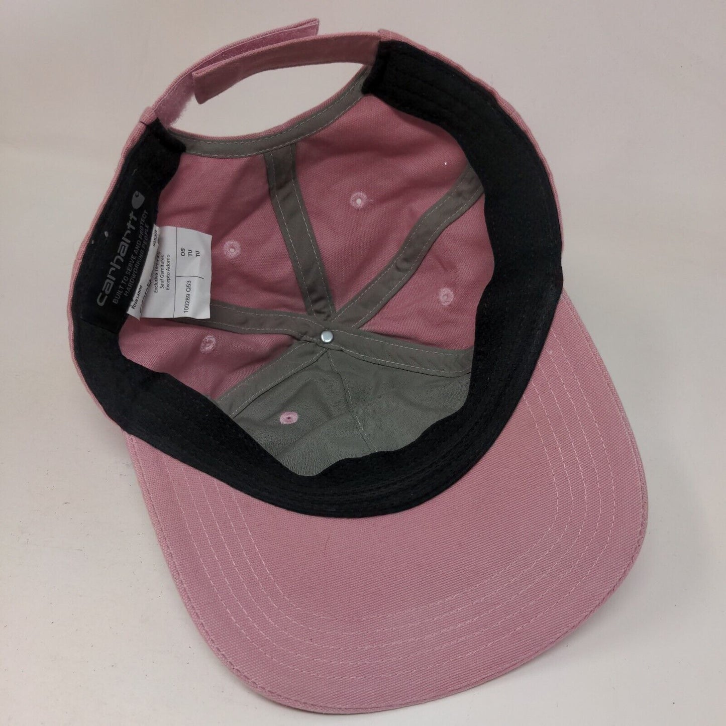 Carhartt Strapback Hat Pink One Size Adjustable Embroidered Logo 6 Panel