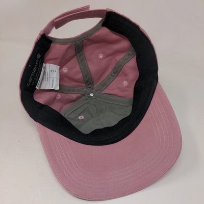 Carhartt Strapback Hat Pink One Size Adjustable Embroidered Logo 6 Panel