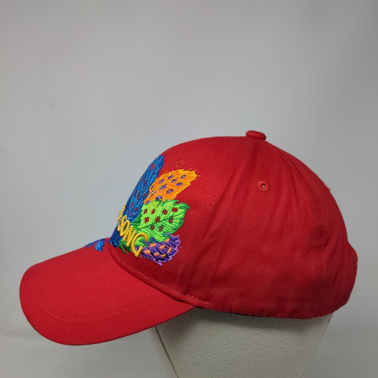 Coco Song Strapback Hat Red One Size Adjustable Embroidered Plants 6 Panel