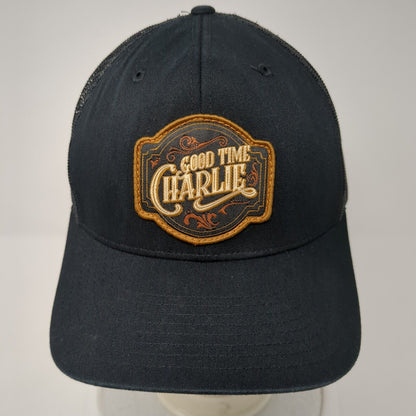 Good Time Charlie Patch Snapback Trucker Hat Black One Size Mesh Back