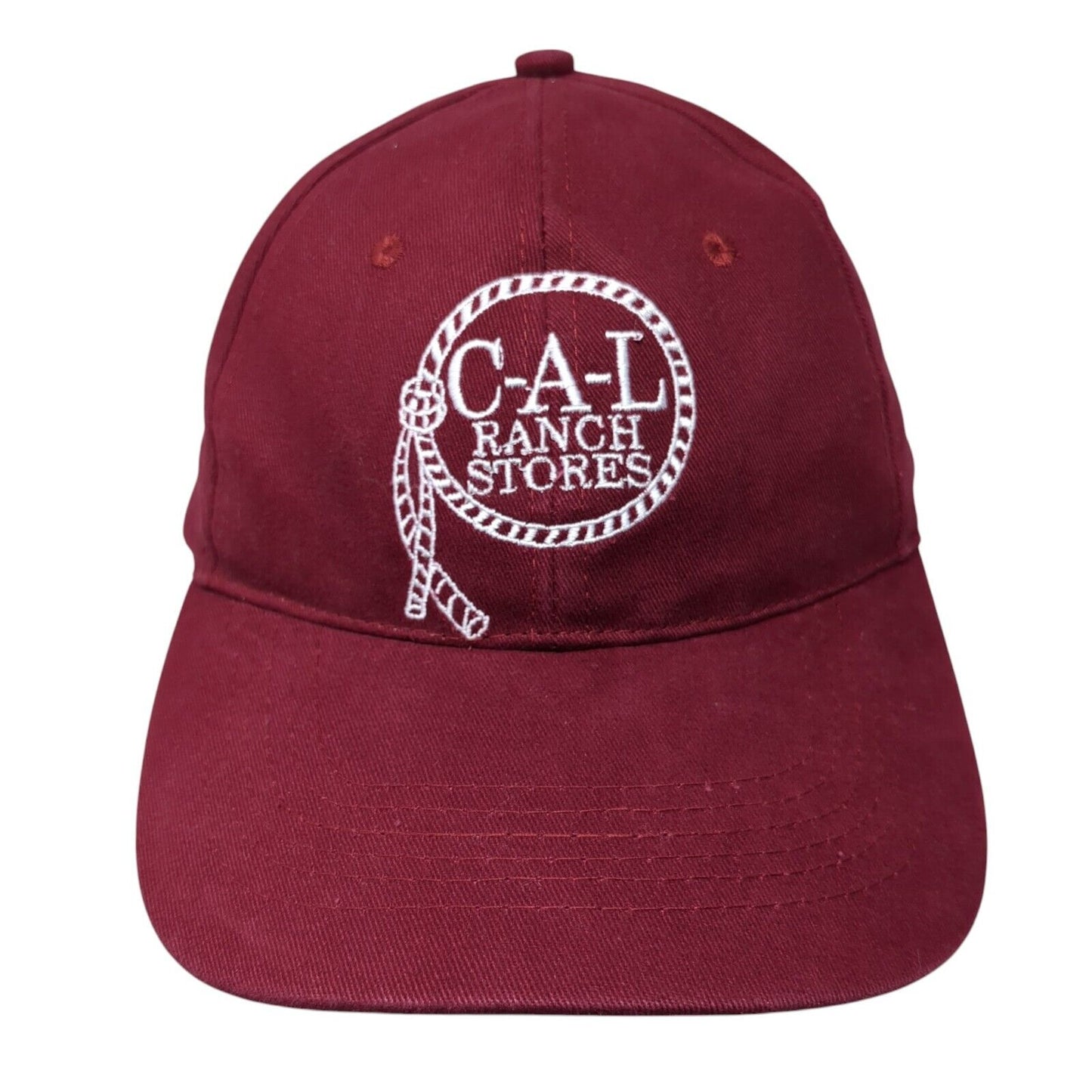 C-A-L Ranch Stores Strapback Hat Red One Size Adjustable Embroidered
