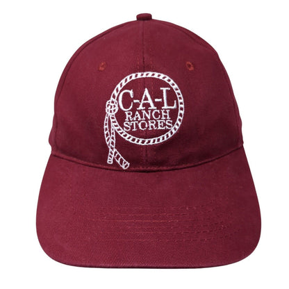C-A-L Ranch Stores Strapback Hat Red One Size Adjustable Embroidered