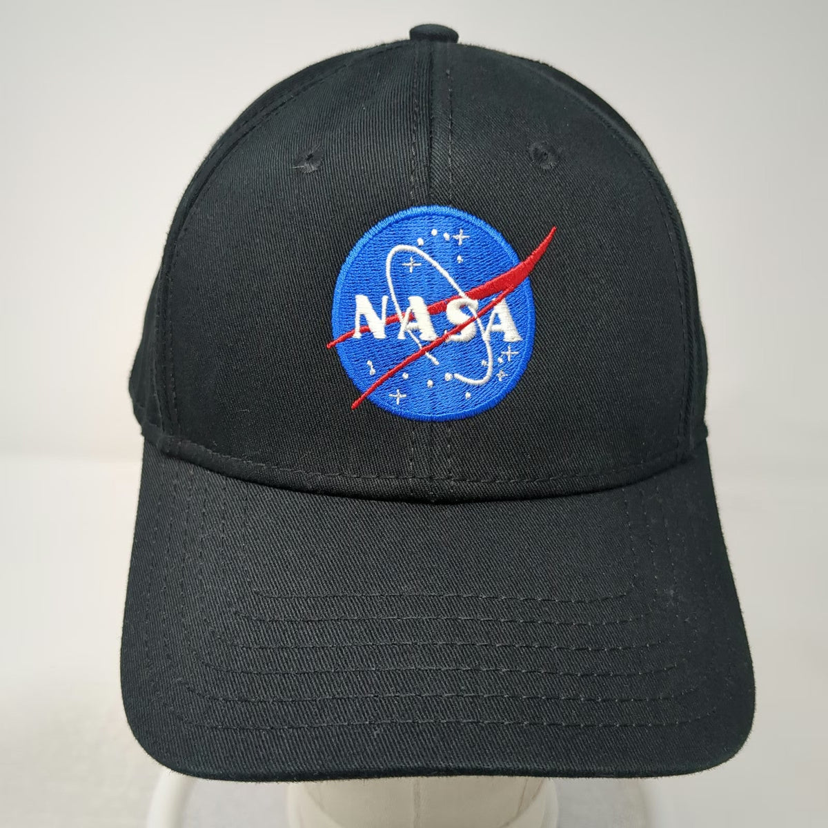 OTTO Baseball Cap Black One Size NASA Embroidered Logo Cotton Strapback Aero Hat