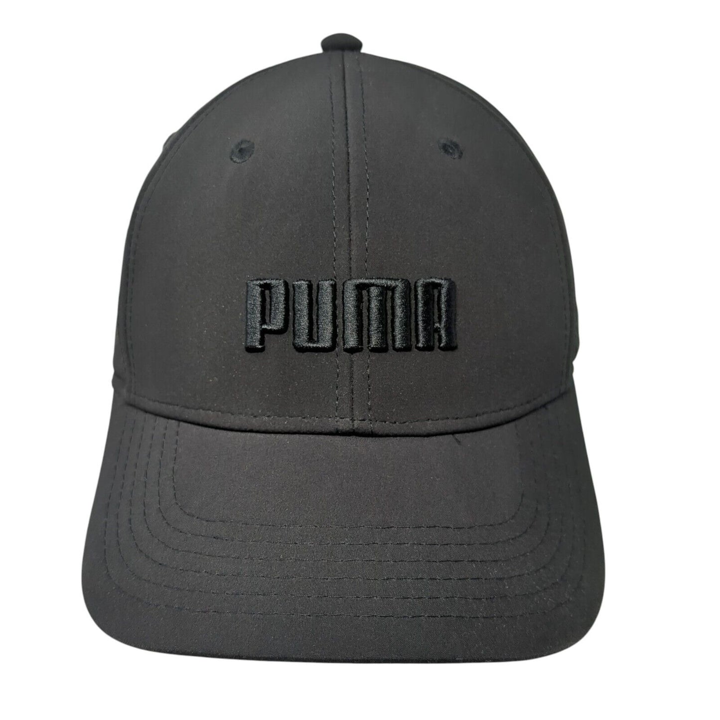 PUMA Fitted Hat Black One Size Stretch Embroidered Logo Vent Holes