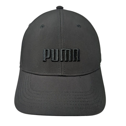 PUMA Fitted Hat Black One Size Stretch Embroidered Logo Vent Holes