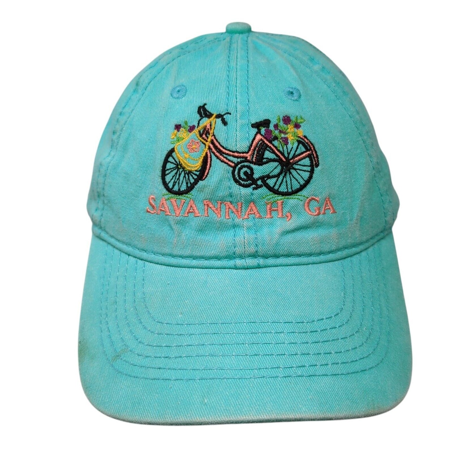 Bicycle Savannah GA Strapback Hat Bluish-Green One Size Embroidered