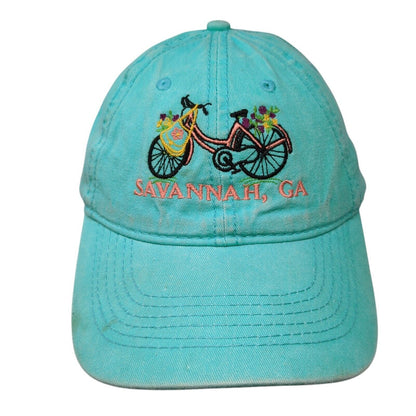 Bicycle Savannah GA Strapback Hat Bluish-Green One Size Embroidered
