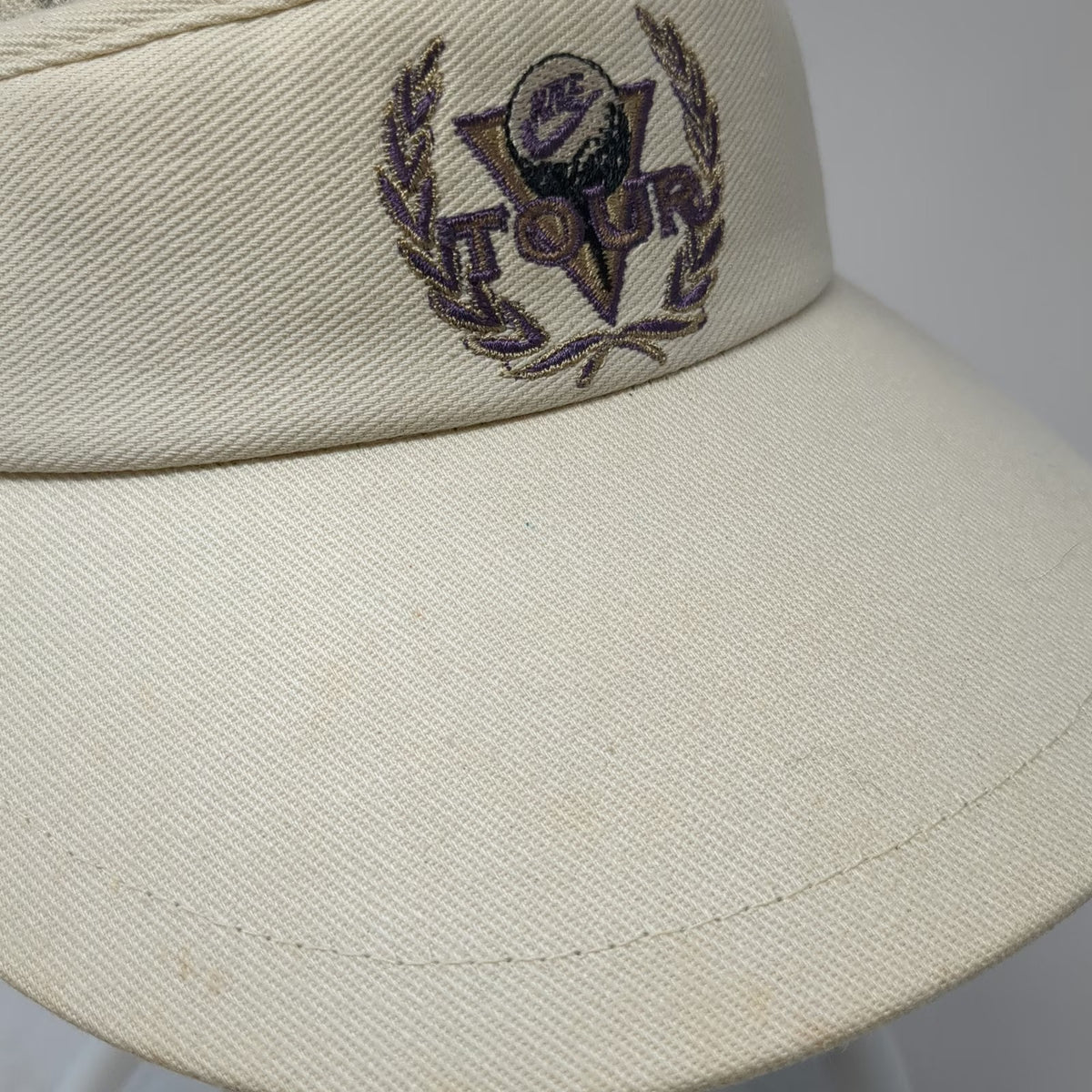 Nike Visor Beige Golf Tour Albertsons Logo Embroidery Cotton Hat Vintage