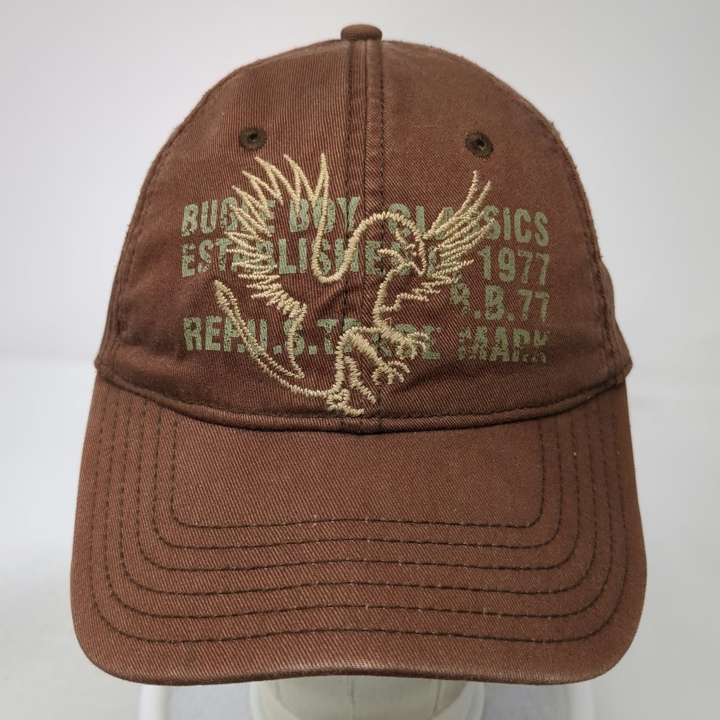 Bugle Boy Baseball Cap Brown One Size Cotton Embroidered Eagle Graphic hat