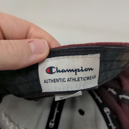 Champion Slideback Hat Red OSFM Leather Strap Embroidered 6 Panel