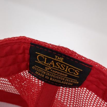 Yupoong Snapback Mesh Back Trucker Hat Red One Size Embroidered Logo