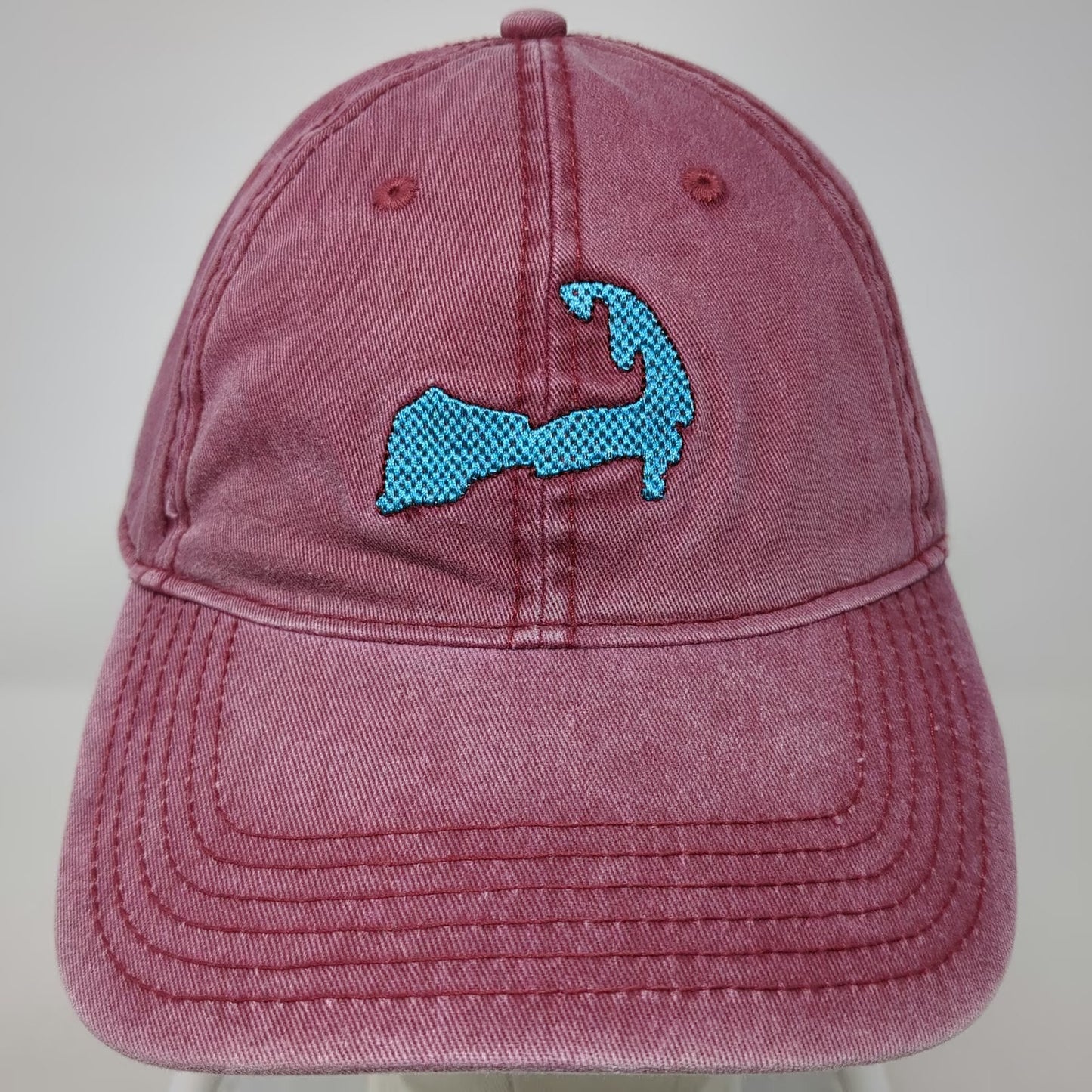 Baseball Cap Red Blue One Size Cape Cod Map Embroidered Hat Slideback Strap