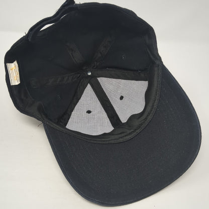 Silver Heart Strapback Hat Black One Size Adjustable Solid 6 Panel