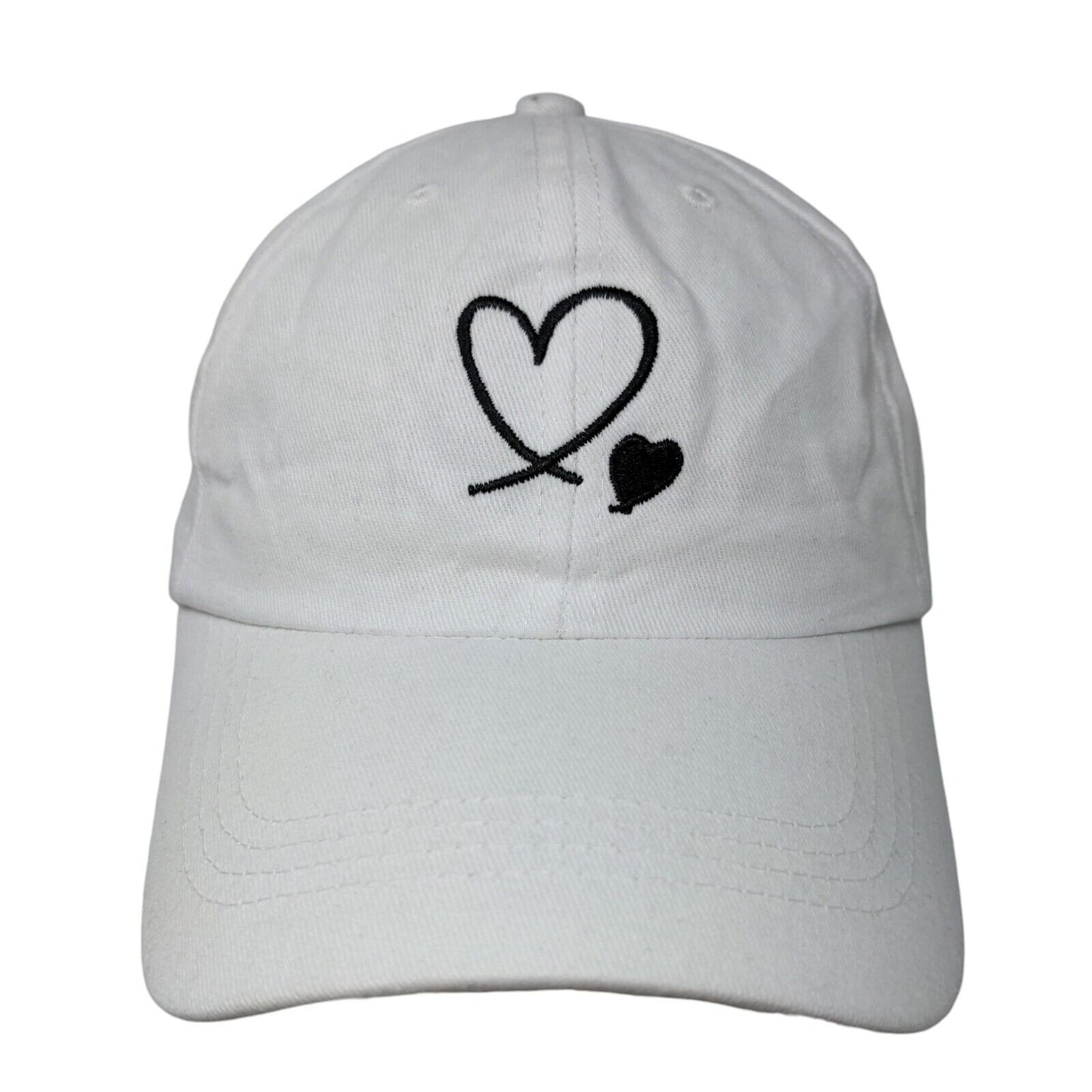 Black Heart Slideback Hat White One Size Embroidered Adjustable 6 Panel