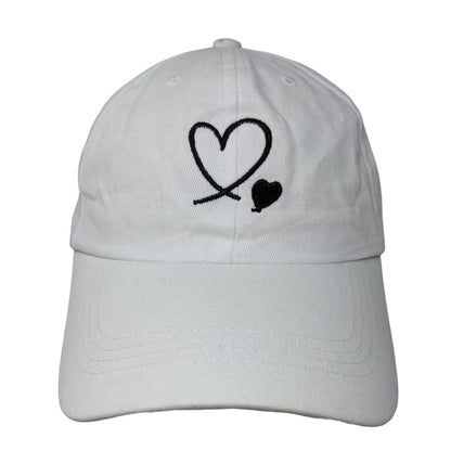 Black Heart Slideback Hat White One Size Embroidered Adjustable 6 Panel